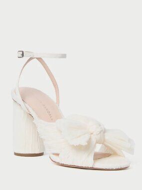 Loeffler Randall Camellia Pleated Bow Heel Pearl US8 NEW